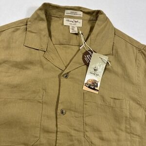 Panama‎ Jack Linen Shirt Men's Size M Khaki Button Up SS Collared 100% Linen NWT